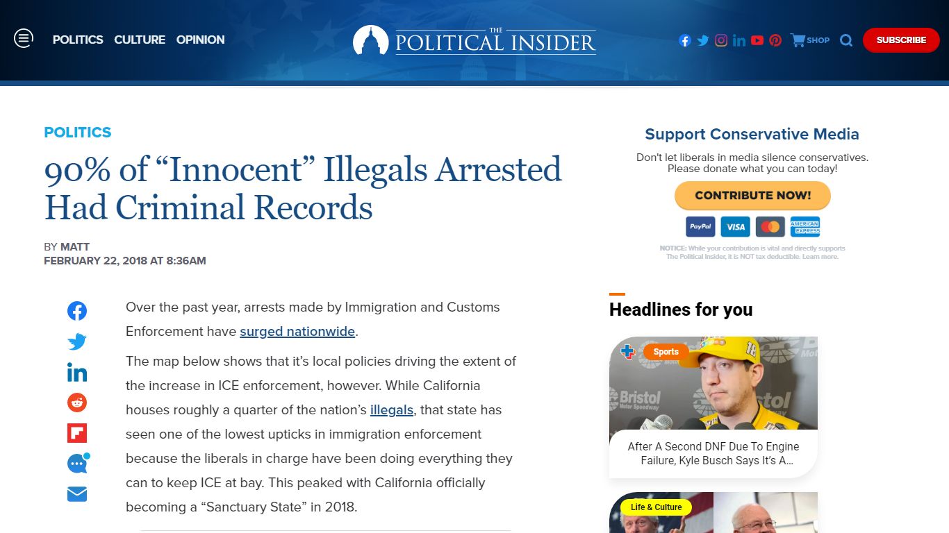 90% of “Innocent” Illegals Arrested Had Criminal Records